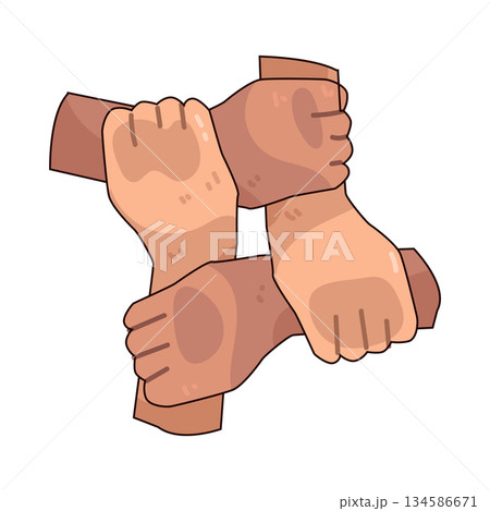 illustration of collaboration hand illustration of collaboration hand 134586671
