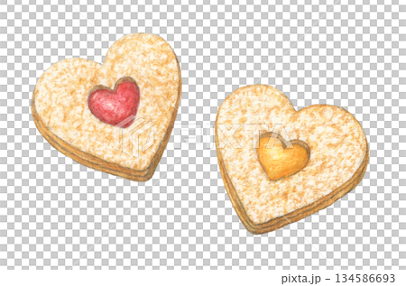 果醬夾心餅乾水彩鉛筆插圖 134586693