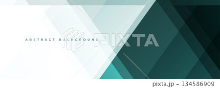 White and dark green modern abstract wide banner with geometric shapes. White and dark green modern abstract wide banner with geometric shapes. 134586909
