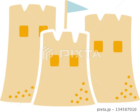 summer beach sandcastle icons tropical vacation ornaments decoration element, flat jpg illustration cartoon character costume design 134587010