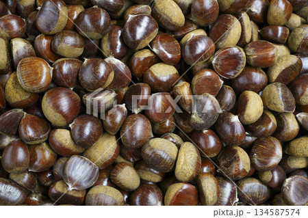 Fresh Chestnuts Full Frame Background Fresh Chestnuts Full Frame Background 134587574