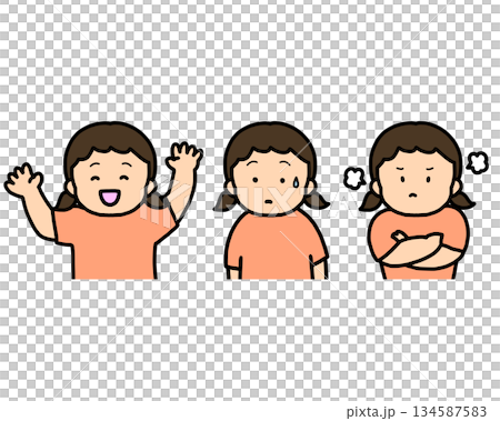 Children’s emotion set – happy, confused and angry 134587583