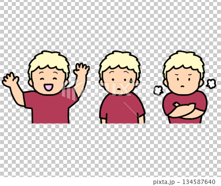 Children’s emotion set – happy, confused and angry 134587640