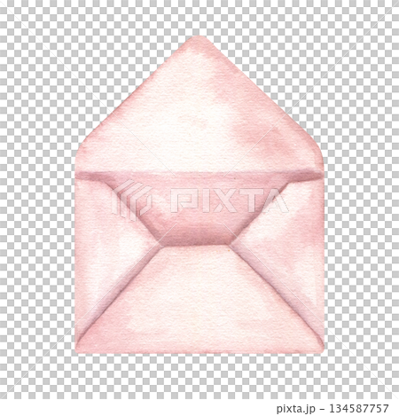 Pastel pink watercolor open empty envelope for letter illustration on isolated background. Romantic paper message. Decorative element for wedding invitations, love letters, or stationery. Pastel pink watercolor open empty envelope for letter illustration on isolated background. Romantic paper message. Decorative element for wedding invitations, love letters, or stationery. 134587757