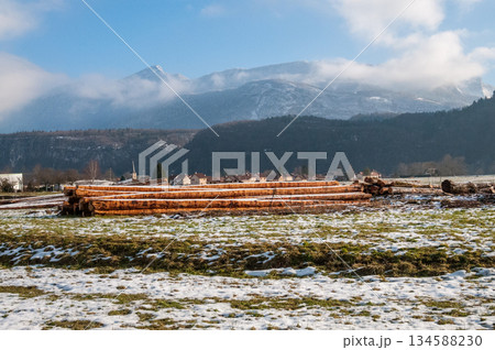 Winter landscape in Southern France 134588230