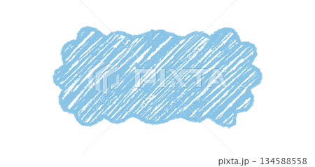Groovy shaded rectangle in blue with wavy border and crayon texture, retro chalk style. Shaded sketch background element and unique y2k frame offer a playful shading effect for creative projects. 134588558