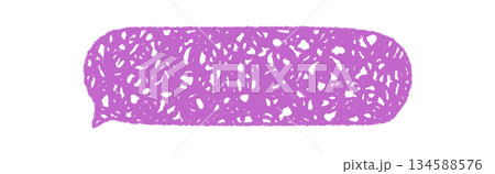 Pink crayon scribble speech bubble rectangle with organic hand drawn style. Chat and conversation message graphic shape creates a playful rectangle in unique bubble form for modern design. 134588576