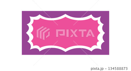 Groovy retro rectangle border with scallop edge and y2k cartoon flair. Wavy frame as playful label, vibrant background element in classic style, ideal for trendy graphic uses and fun designs. Groovy retro rectangle border with scallop edge and y2k cartoon flair. Wavy frame as playful label, vibrant background element in classic style, ideal for trendy graphic uses and fun designs. 134588873