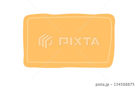 Hand drawn wavy rectangle frame in orange with fluid border creates a unique quote banner. Distinctive textbox and background, ideal for message or conversation template in modern communication. 134588875