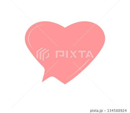 Heart chat bubble in a fluid hand drawn style forms a unique sticker. Soft pink shape for conversation box, message or comment with doodle touch, perfect for talk and cute chat themes. Heart chat bubble in a fluid hand drawn style forms a unique sticker. Soft pink shape for conversation box, message or comment with doodle touch, perfect for talk and cute chat themes. 134588924