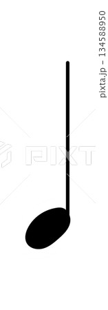 Groovy retro music note sticker in funky pop style. Y2k symbol and simple graphic combine as a bold note motif. This groovy element adds cool vintage flair for modern creative projects. 134588950