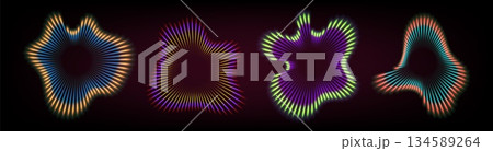 Psychedelic sound ripple waves on black Psychedelic sound ripple waves on black 134589264