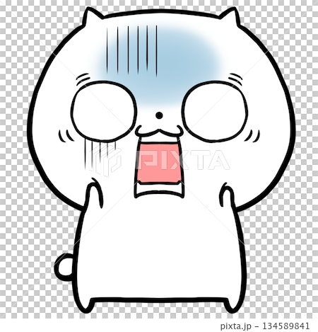 Illustration of a pale and shocked white character (surprise/despair) 134589841