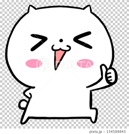 Illustration of a white character giving a thumbs up and good sign (OK/Like) 134589843