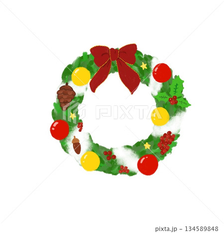 クリスマスリースのイラスト 134589848