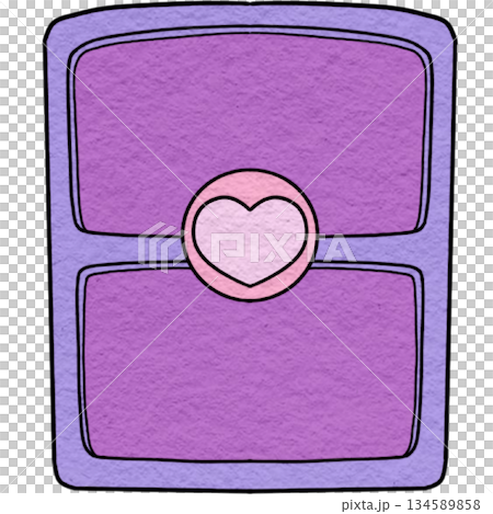 A bright purple envelope with a pink heart wax seal A bright purple envelope with a pink heart wax seal 134589858