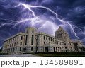 稲妻と国会議事堂 134589891