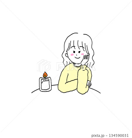 キャンドルをたく女の子のイラスト キャンドルをたく女の子のイラスト 134590031