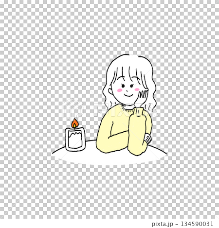 キャンドルをたく女の子のイラスト キャンドルをたく女の子のイラスト 134590031
