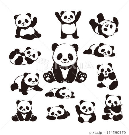 シンプル&キュート パンダのポーズイラスト集 シンプル&キュート パンダのポーズイラスト集 134590570
