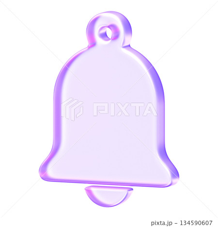 Purple glowing 3D bell icon featuring transparent glassmorphism design. Represents alerts and notifications for professional dashboard and application user experiences Purple glowing 3D bell icon featuring transparent glassmorphism design. Represents alerts and notifications for professional dashboard and application user experiences 134590607