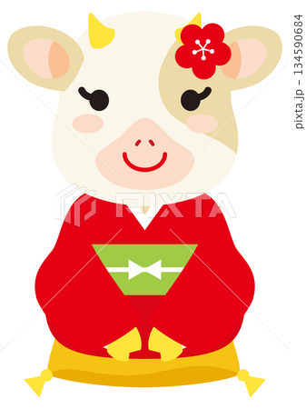 丑年のかわいい牛のイラスト 134590684
