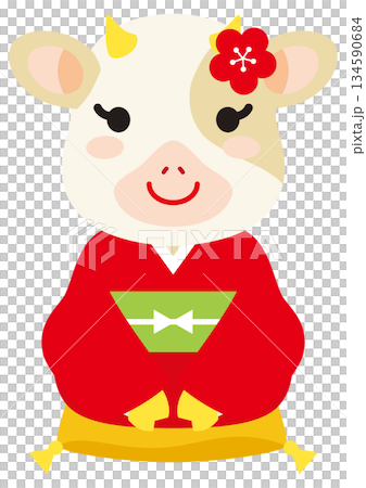 丑年のかわいい牛のイラスト 134590684