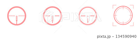 Red crosshair flat symbols collection on white 134590940