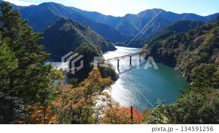 奥大井湖上駅　秋 134591256