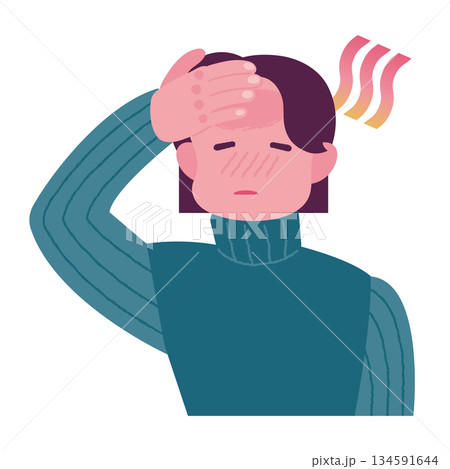 発熱する人のイラスト 風邪の症状 発熱する人のイラスト 風邪の症状 134591644