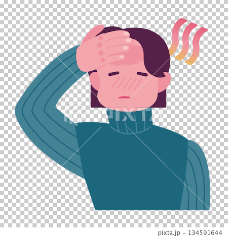 発熱する人のイラスト 風邪の症状 発熱する人のイラスト 風邪の症状 134591644