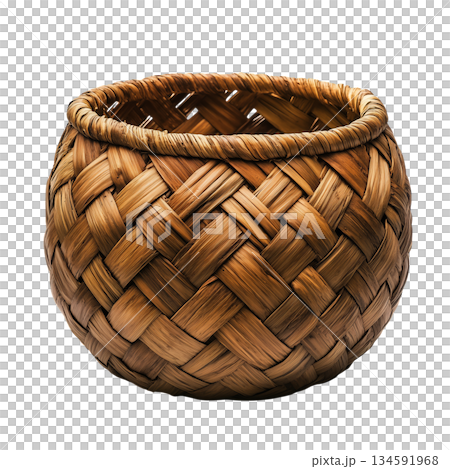 Handmade Woven Basket Crafted From Natural Materials for Home Decoration or Storage 134591968