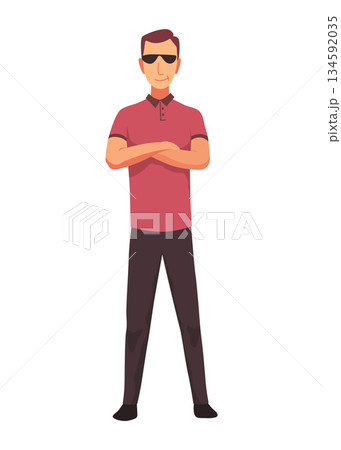 Rich man flat cartoon comic element, millionaire man money vector illustration 134592035