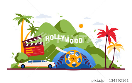 Hollywood Scene - Colorful Flat Design Illustration Hollywood Scene - Colorful Flat Design Illustration 134592161