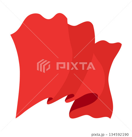 Waving flag. Red flag template on white background. National flag waving symbol. Banner design mockup element Waving flag. Red flag template on white background. National flag waving symbol. Banner design mockup element 134592190