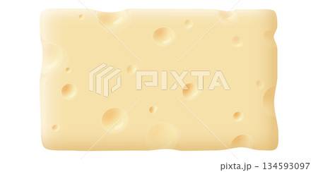 A piece of swiss cheese cross section texture isolated on white background graphic illustration. 134593097