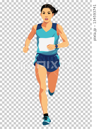 Women's marathon runner 134593741