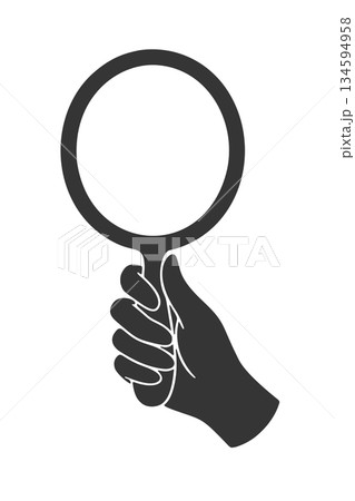 手鏡を持つ手のシルエットアイコン 134594958