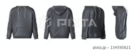 Dark gray hoodie isolated on white background 134595621