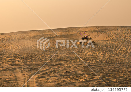 The Mesaieed Desert meets the sea in Doha, Qatar. 134595773