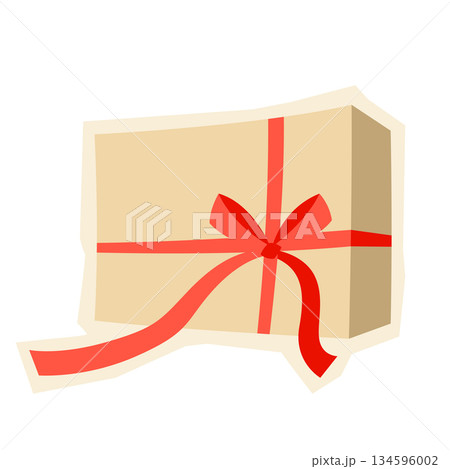 Illustration of gift box. Craft present for celebration, discount or promotion. 134596002