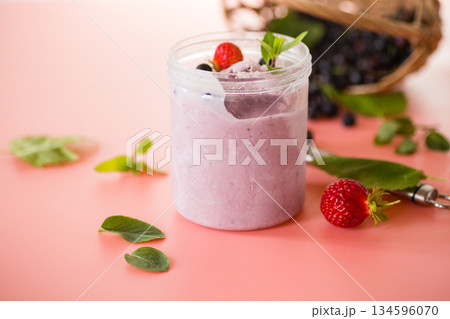 Refreshing berry treat in pastel colors Refreshing berry treat in pastel colors 134596070