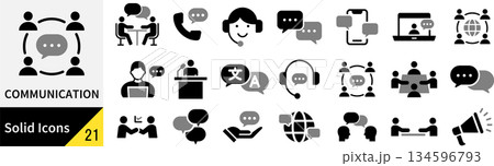 ベクターのコミュニケーションに関するシルエットアイコンセット ベクターのコミュニケーションに関するシルエットアイコンセット 134596793