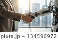 ヒューマノイドロボットと握手をするビジネスマン 134596972