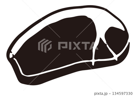 版画風の肉のベクターイラスト｜精肉・和洋レトロ・飲食デザイン素材 134597330