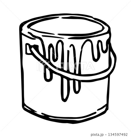 Paint can. Vector illustration in doodle style. 134597492