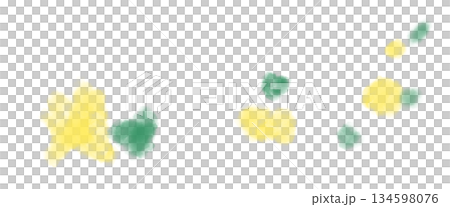 一幅插圖，畫面上是綠色和黃色的蓬鬆模糊的小點，像飄動的樹葉。 134598076