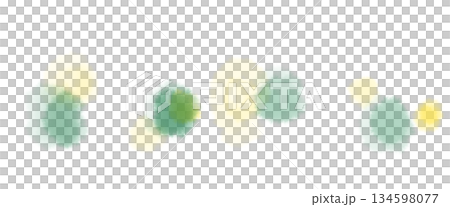 舞い散る葉のような緑と黄色のふわふわな滲んだドットあしらいイラスト 134598077
