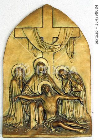 13th Stations of the Cross, Jesus' body is removed from the cross, parish church of the Holy Trinity in Zagreb, Croatia 13th Stations of the Cross, Jesus' body is removed from the cross, parish church of the Holy Trinity in Zagreb, Croatia 134598084