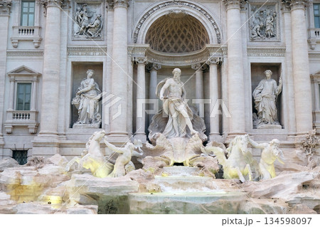 Trevi Fountain in Rome. Fontana di Trevi is one of the most famous landmark in Rome, Italy. 134598097